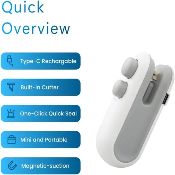 USB Rechargeable Mini Bag Sealer – Portable Food Packet Sealer