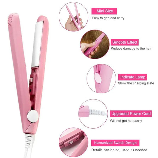 Pink Hair Straightener with Intelligent Temperature Control | Fast Heating Ceramic Plates