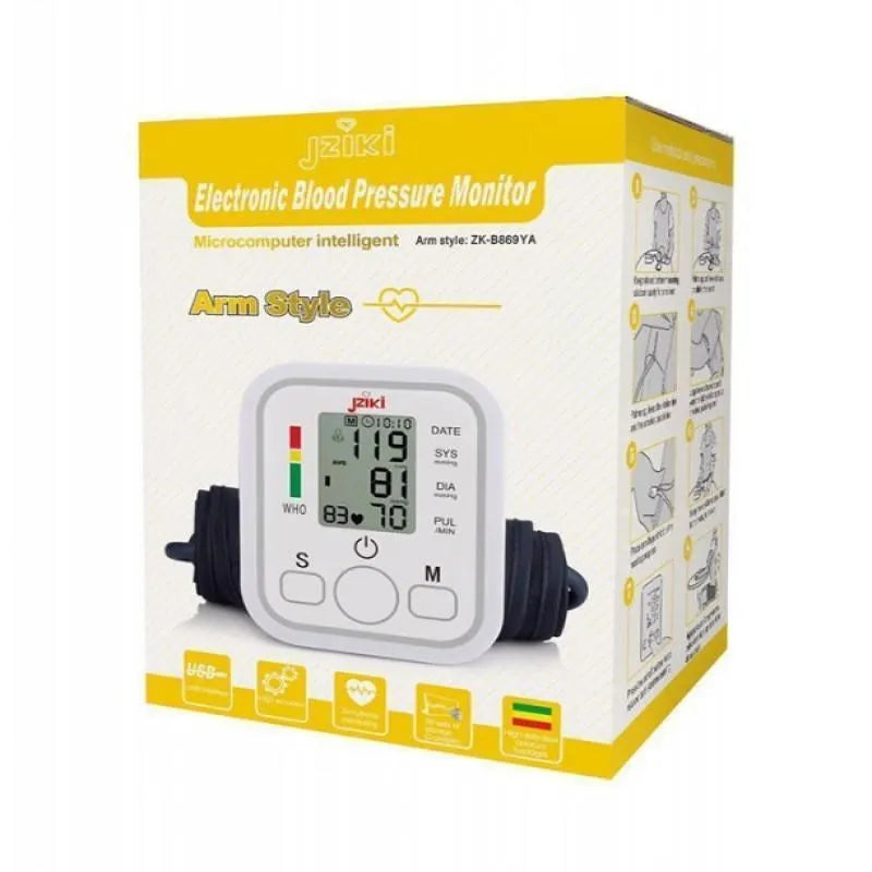 Digital Blood Pressure Monitor – Portable White ABS with Voice Function